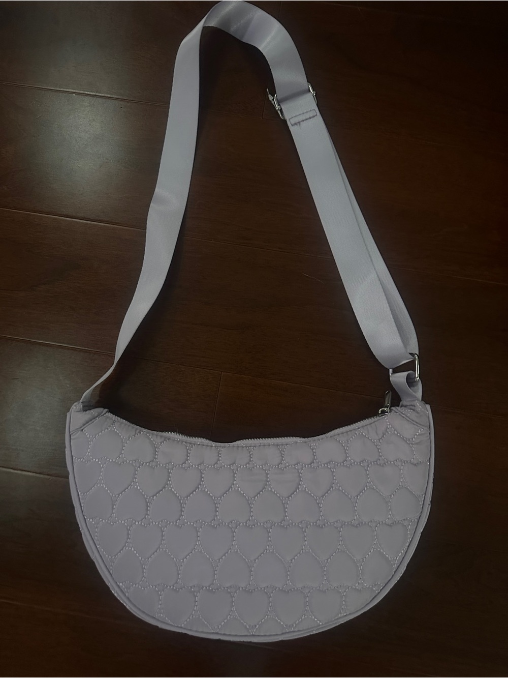 wild fable Quilted Heart Crescent Shoulder Bag in Light Lavender - Picture 1 of 3